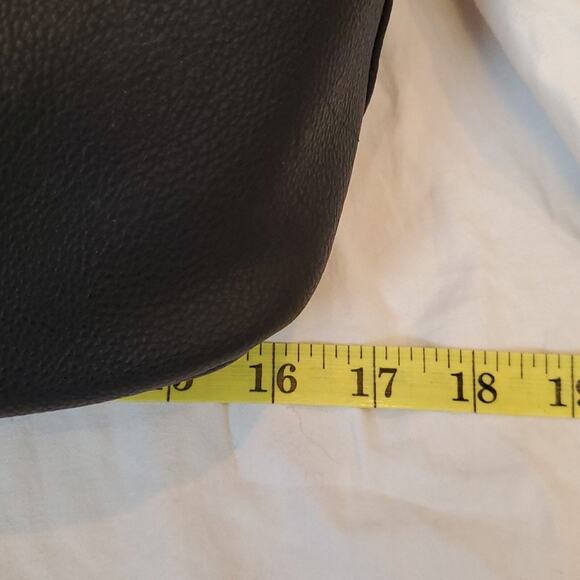 Black Rivet Purse Two Tone Black and Cognac Double Handle Bag w/Shoulder Strap - Picture 9 of 16